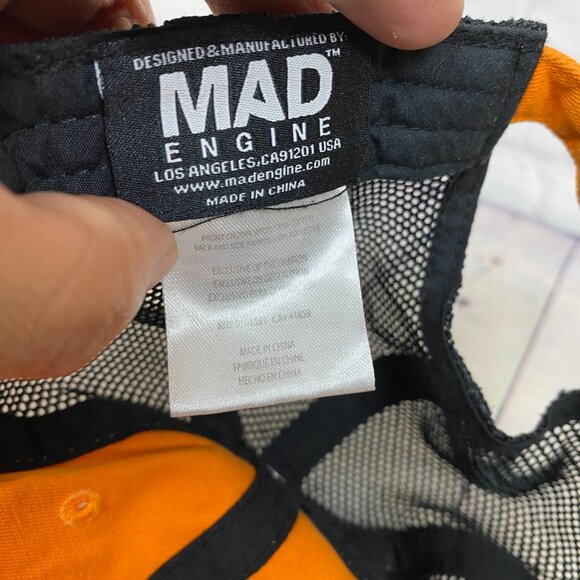 NASA Lunar Mission Trucker hat Mesh Cap Strap Back Orange Black Mad Engine - Picture 8 of 8